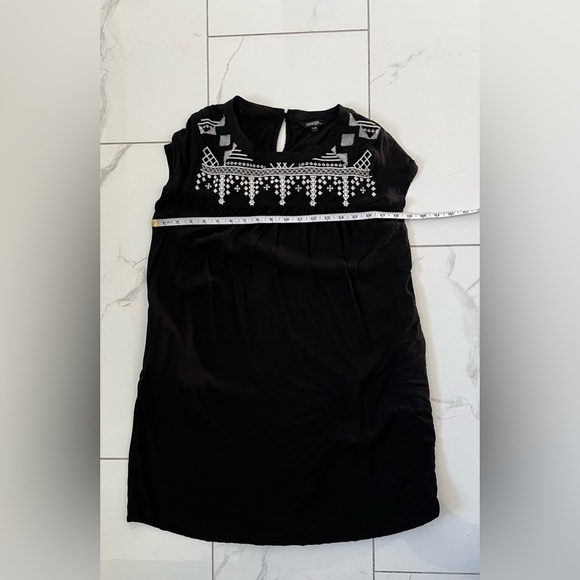 George/ Black boho dress/ Midi/  White embroidery/ Size US L - Picture 11 of 12